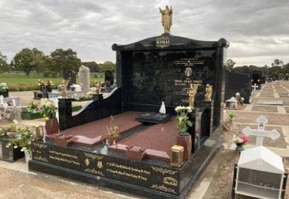 Tombstone grave memorial crafted
