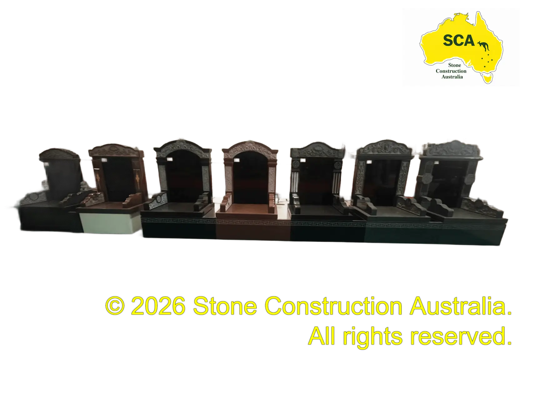 Finished granite and marble memorial monument various samples Finished granite and marble memorial monument various samples