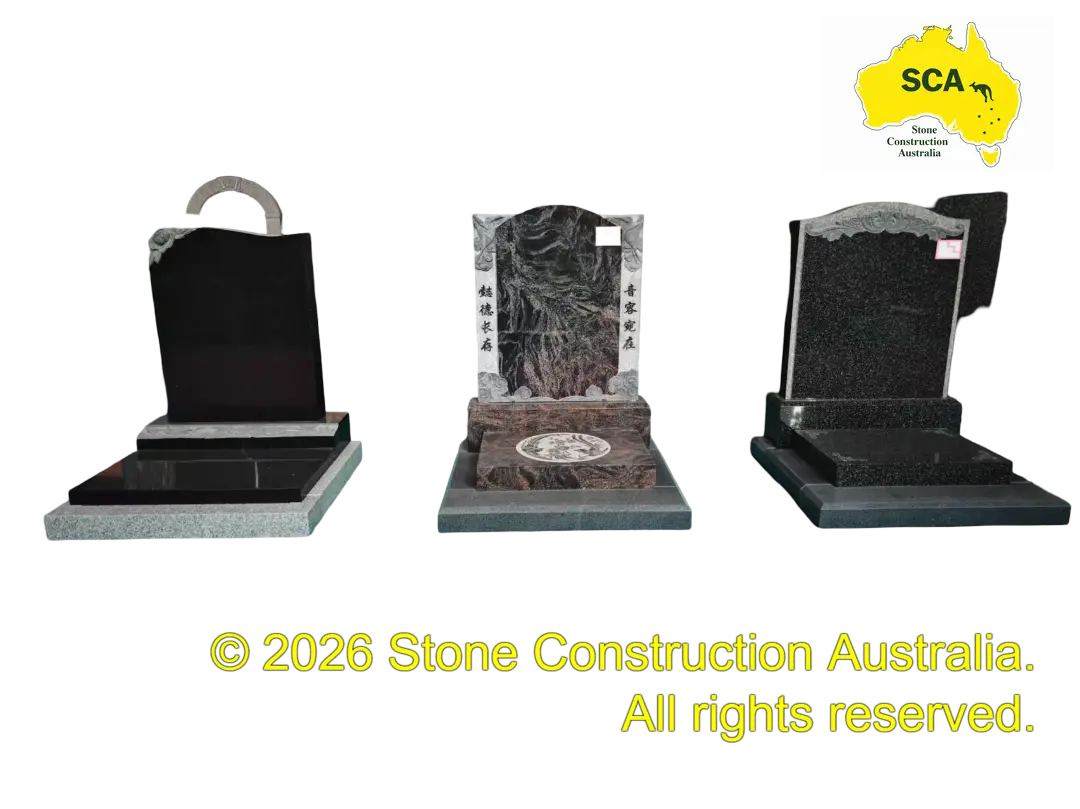 Modern-style stone memorial with beveled edges and engraved text Modern-style stone memorial with beveled edges and engraved text